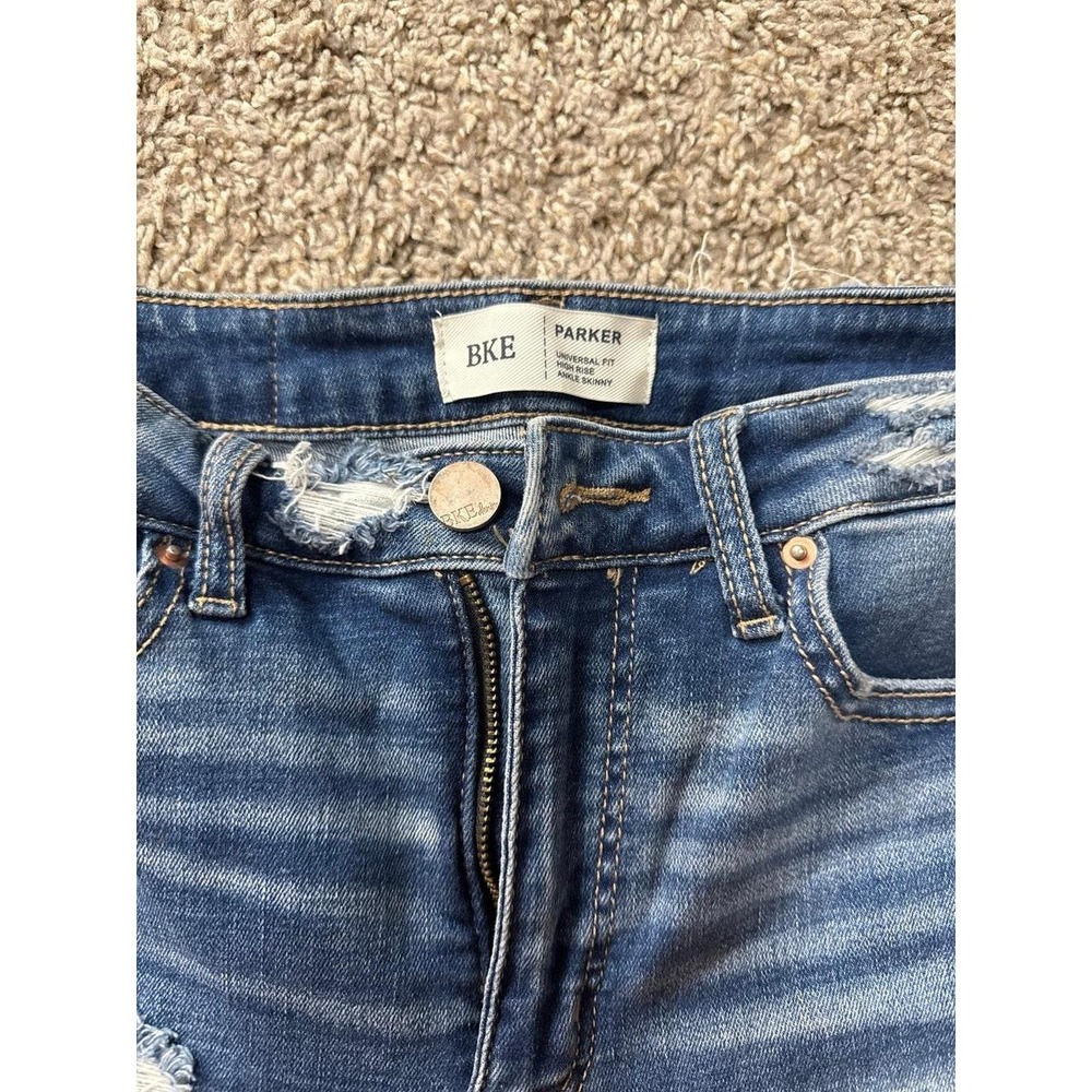 BKE Parker High Rise Distressed Denim Shorts Medium Wash Size 26 - Picture 3 of 4